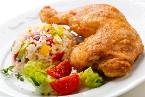 Цыпленок с овощами и рисом